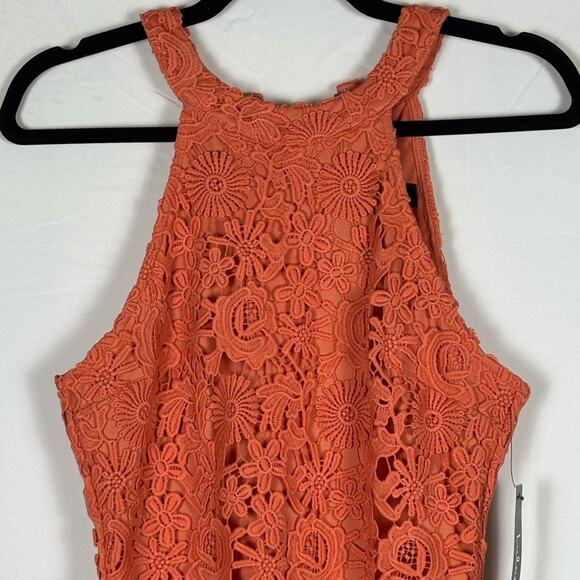 Lulus Mini Dress Love Poem Coral Orange Lace- S NWT - Picture 7 of 12